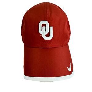 NIKE Adult DRI-FIT Tennis Golf Hat OU Oklahoma Sooners Red Strapback Adjustable